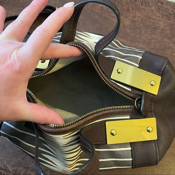 Tory Burch one of a kind brown and white top handle bag - Picture 11 of 16